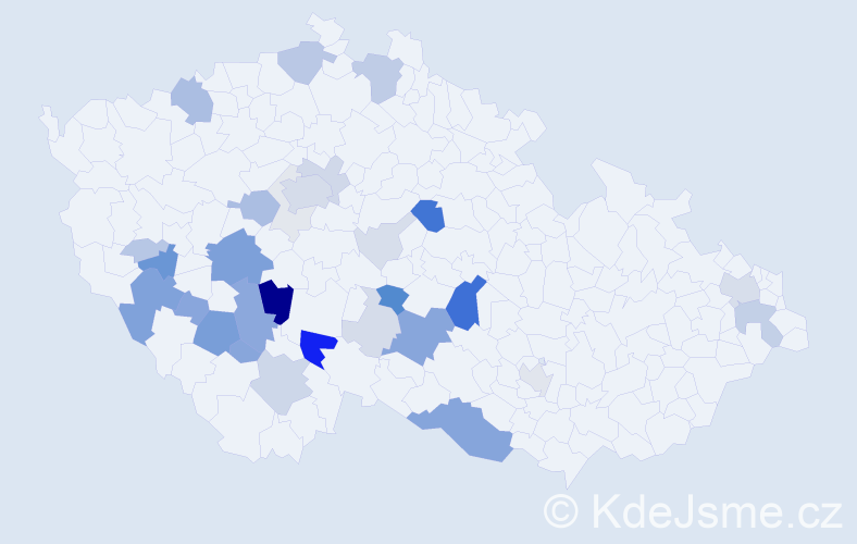 Příjmení: 'Vácová', počet výskytů 118 v celé ČR