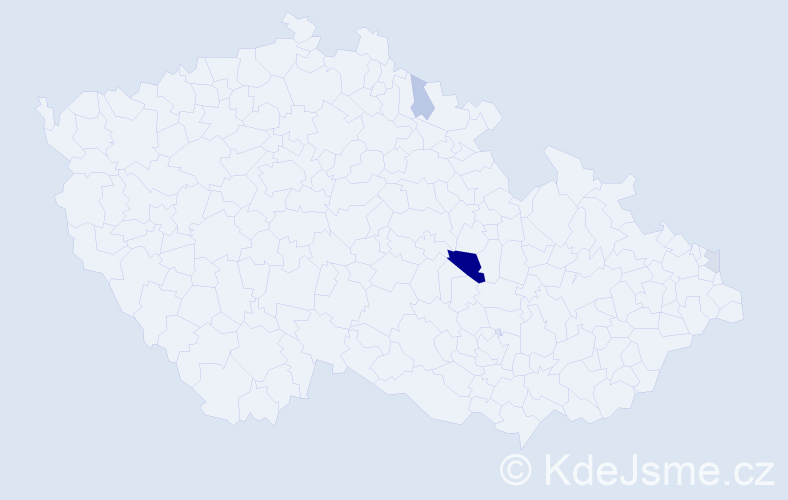 Příjmení: 'Pentek', počet výskytů 8 v celé ČR