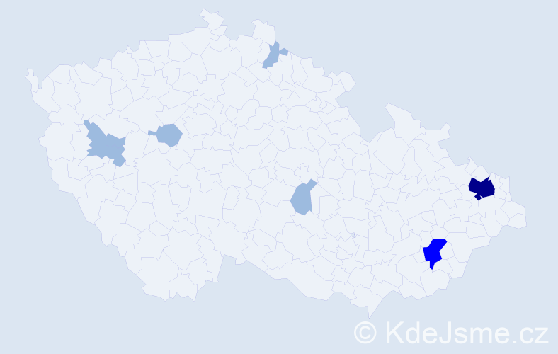 Příjmení: 'Chomič', počet výskytů 13 v celé ČR