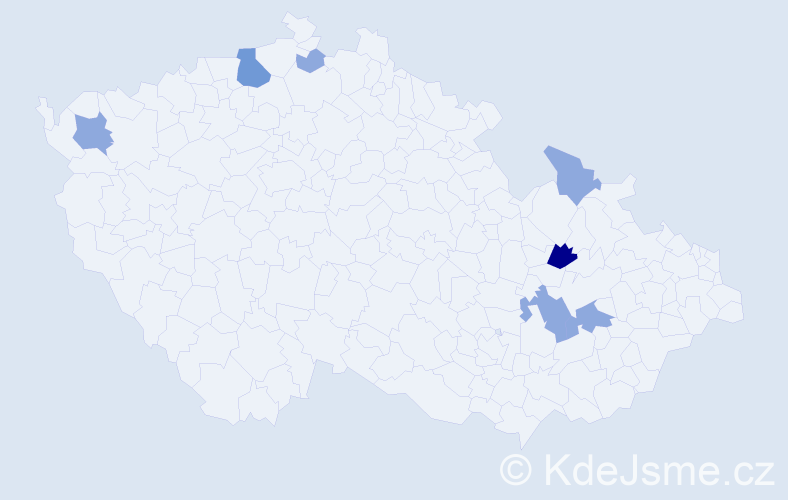 Příjmení: 'Pohajdová', počet výskytů 13 v celé ČR