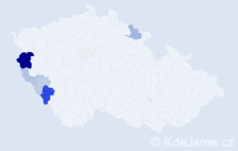 Příjmení: 'Bandžal', počet výskytů 15 v celé ČR