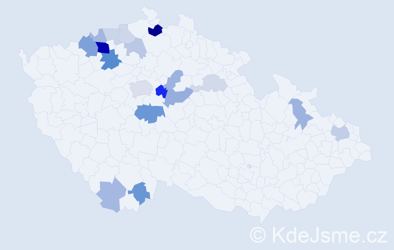 Příjmení: 'Šešina', počet výskytů 44 v celé ČR