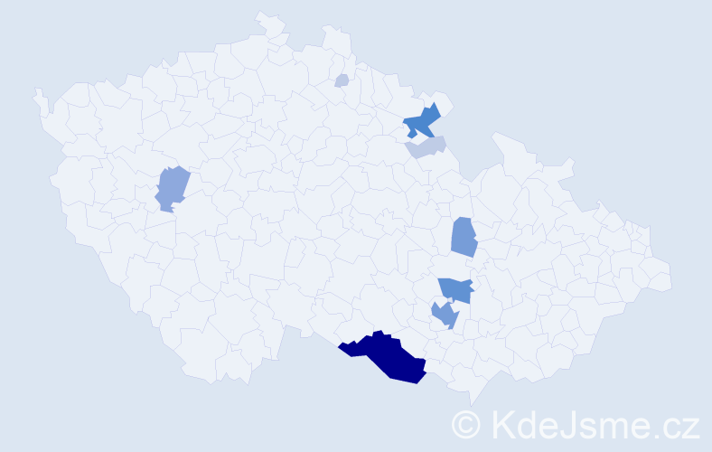 Příjmení: 'Kligl', počet výskytů 29 v celé ČR