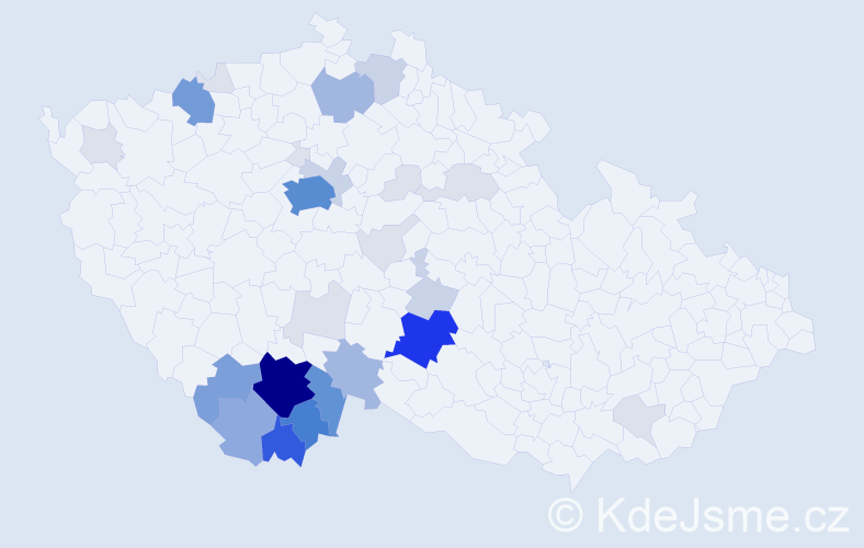 Příjmení: 'Čutka', počet výskytů 133 v celé ČR