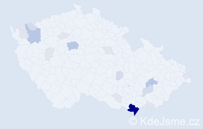 Příjmení: 'Kruták', počet výskytů 61 v celé ČR