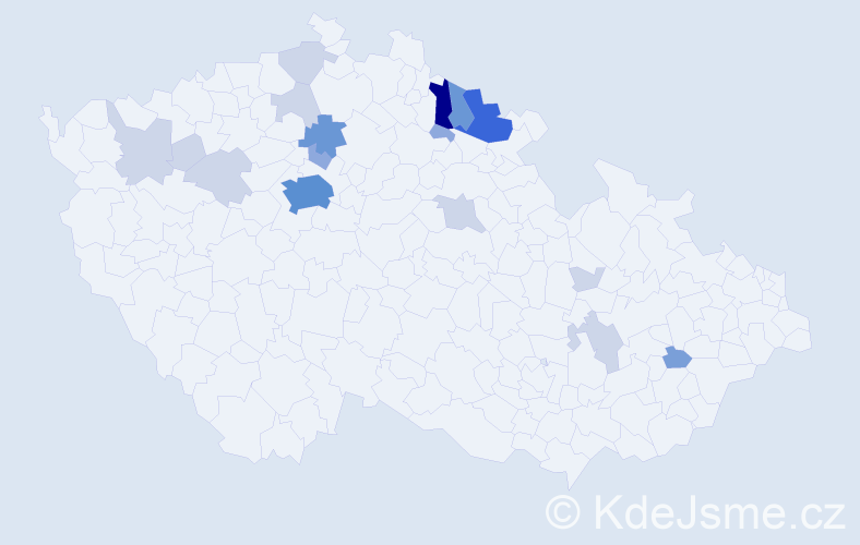 Příjmení: 'Mejvaldová', počet výskytů 54 v celé ČR