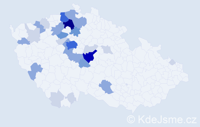 Příjmení: 'Mikyna', počet výskytů 87 v celé ČR