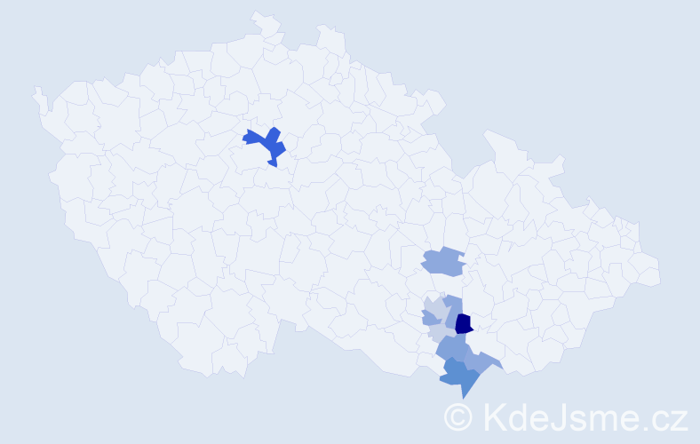 Příjmení: 'Skulínková', počet výskytů 35 v celé ČR