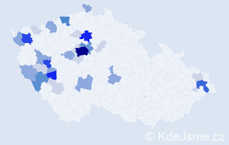 Příjmení: 'Klášterka', počet výskytů 112 v celé ČR