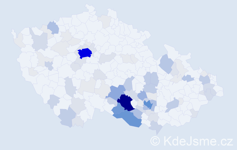 Příjmení: 'Nahodil', počet výskytů 322 v celé ČR