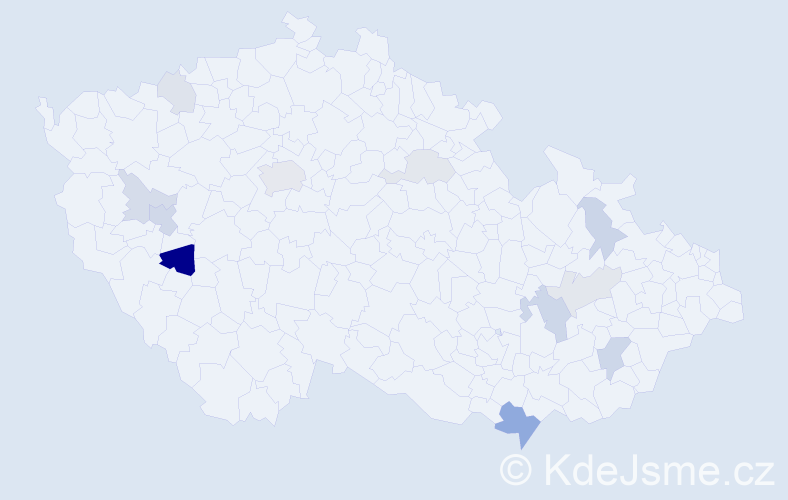 Příjmení: 'Vohrnová', počet výskytů 25 v celé ČR