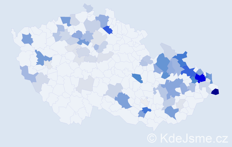 Příjmení: 'Hajduková', počet výskytů 254 v celé ČR