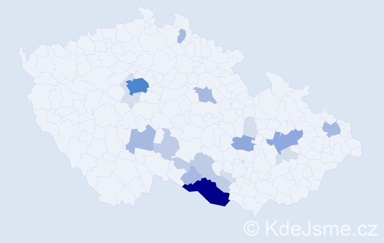 Příjmení: 'Nezvedová', počet výskytů 65 v celé ČR