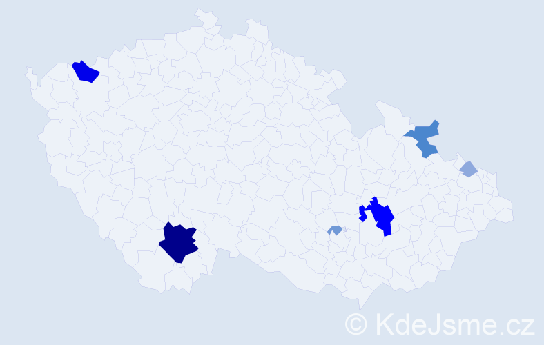Příjmení: 'Hrádelová', počet výskytů 21 v celé ČR