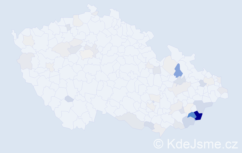 Příjmení: 'Pinďáková', počet výskytů 197 v celé ČR
