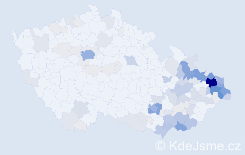 Příjmení: 'Kaluža', počet výskytů 435 v celé ČR