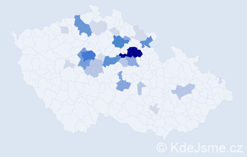 Příjmení: 'Kejklíček', počet výskytů 93 v celé ČR