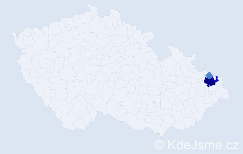 Příjmení: 'Rettek', počet výskytů 6 v celé ČR