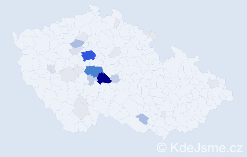 Příjmení: 'Toula', počet výskytů 125 v celé ČR