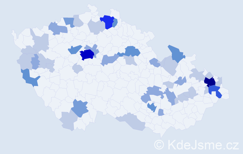Příjmení: 'Čižmár', počet výskytů 106 v celé ČR