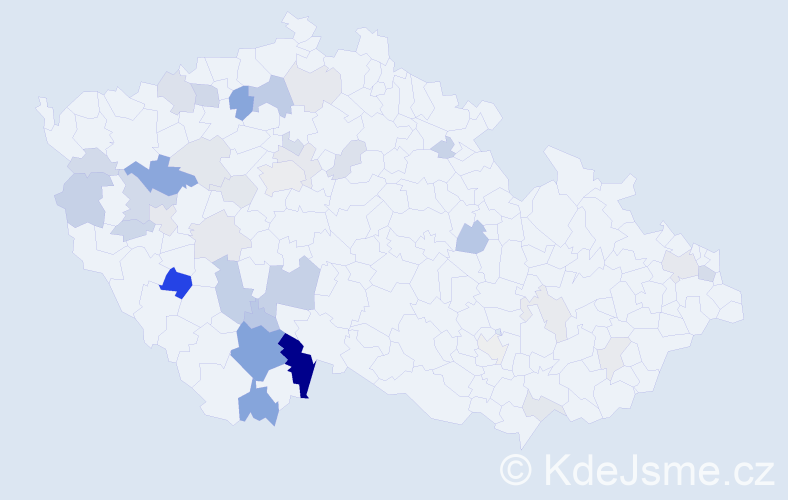 Příjmení: 'Mejta', počet výskytů 98 v celé ČR