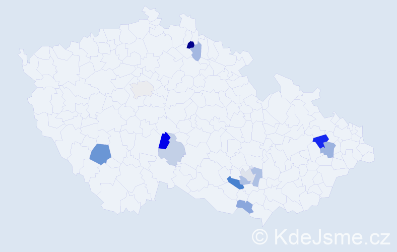 Příjmení: 'Pirek', počet výskytů 26 v celé ČR