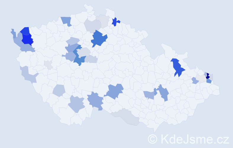 Příjmení: 'Čopáková', počet výskytů 106 v celé ČR