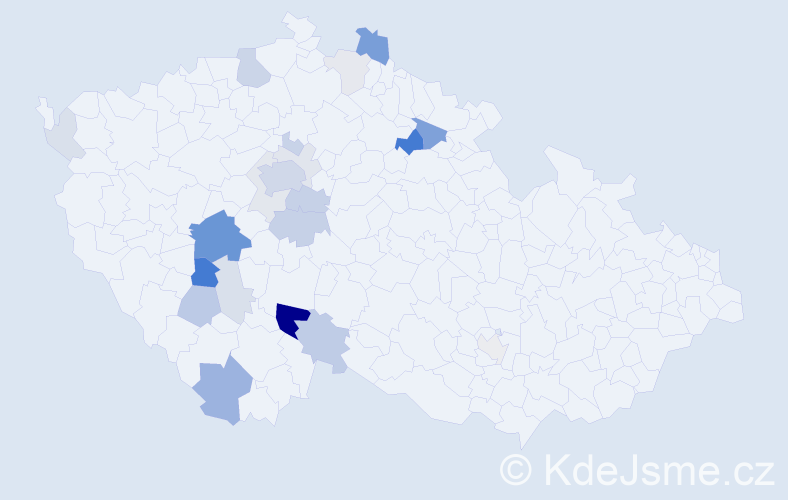 Příjmení: 'Kodat', počet výskytů 71 v celé ČR