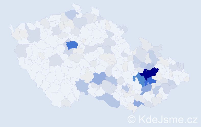 Příjmení: 'Běhal', počet výskytů 584 v celé ČR