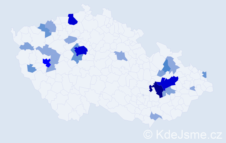 Příjmení: 'Zvoneček', počet výskytů 66 v celé ČR