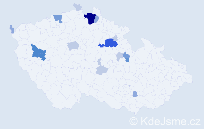Příjmení: 'Brindzák', počet výskytů 47 v celé ČR