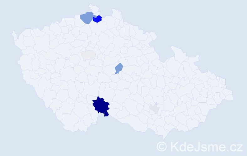 Příjmení: 'Nutr', počet výskytů 16 v celé ČR