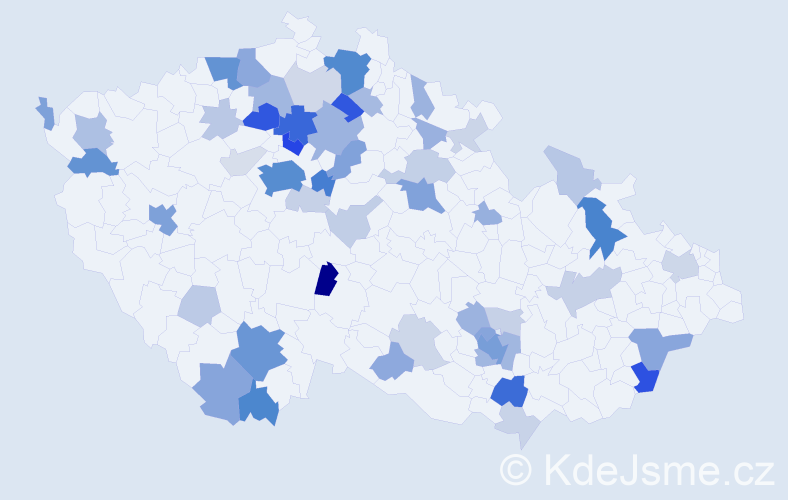 Příjmení: 'Molnar', počet výskytů 192 v celé ČR