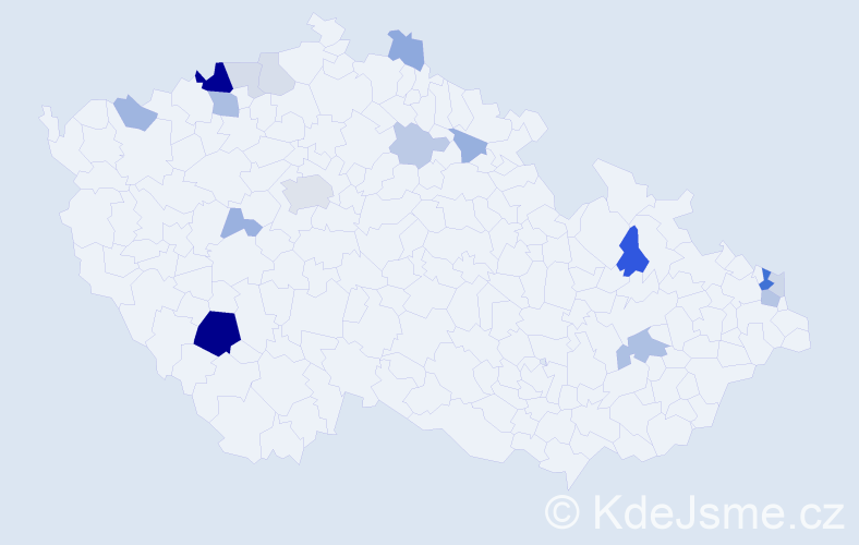 Příjmení: 'Demetr', počet výskytů 43 v celé ČR