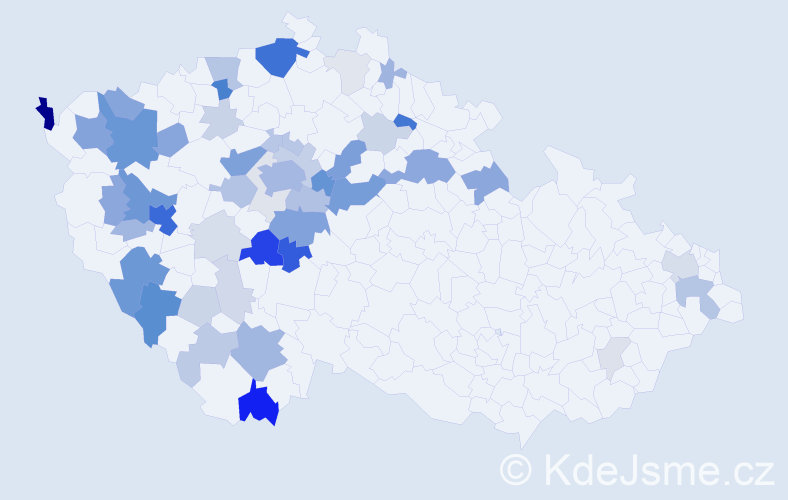 Příjmení: 'Bešťáková', počet výskytů 173 v celé ČR