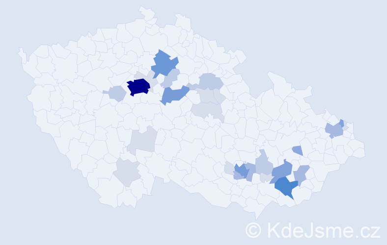 Příjmení: 'Nevyjel', počet výskytů 89 v celé ČR