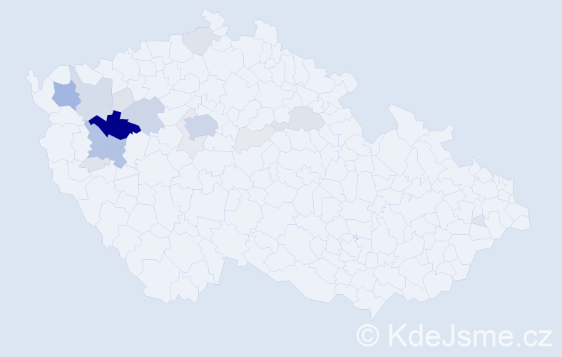 Příjmení: 'Koudele', počet výskytů 102 v celé ČR