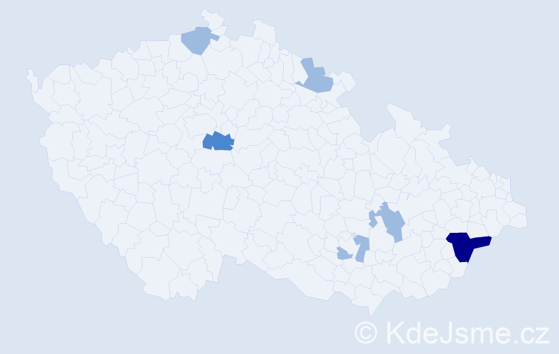 Příjmení: 'Moldová', počet výskytů 10 v celé ČR