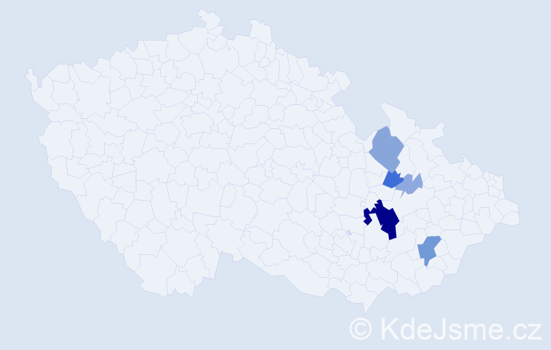 Příjmení: 'Pekr', počet výskytů 20 v celé ČR