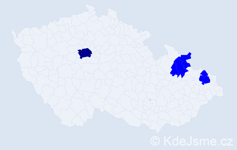 Příjmení: 'Godíková', počet výskytů 7 v celé ČR