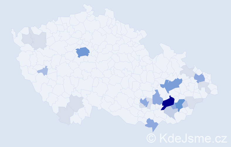 Příjmení: 'Pektorová', počet výskytů 77 v celé ČR