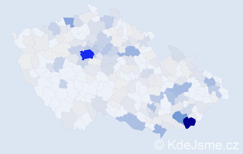 Příjmení: 'Koníček', počet výskytů 885 v celé ČR