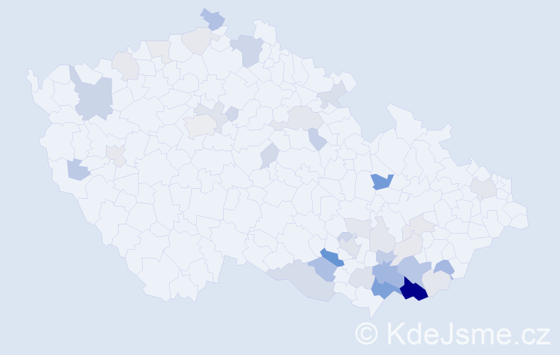 Příjmení: 'Bíla', počet výskytů 116 v celé ČR
