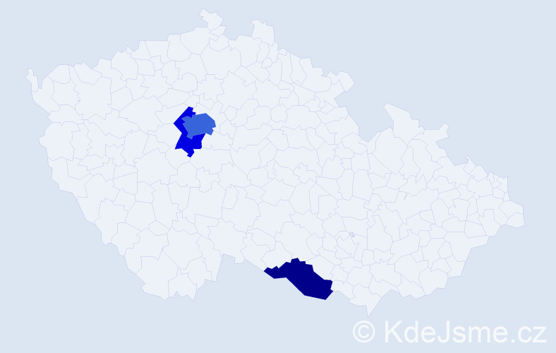 Příjmení: 'Kuzina', počet výskytů 7 v celé ČR