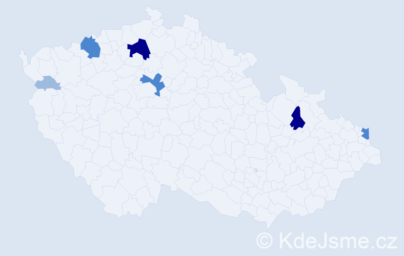 Příjmení: 'Ftáčková', počet výskytů 15 v celé ČR