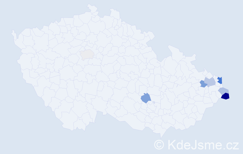 Příjmení: 'Janusz', počet výskytů 15 v celé ČR