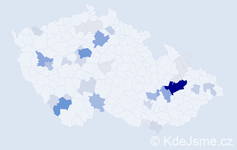 Příjmení: 'Krbeček', počet výskytů 122 v celé ČR