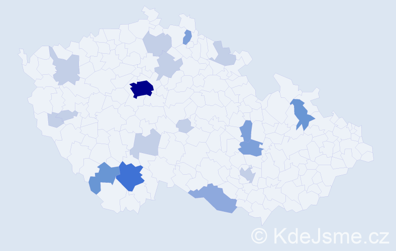 Příjmení: 'Türk', počet výskytů 45 v celé ČR