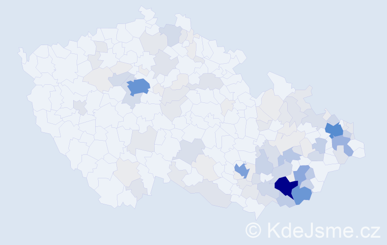 Příjmení: 'Kusák', počet výskytů 437 v celé ČR
