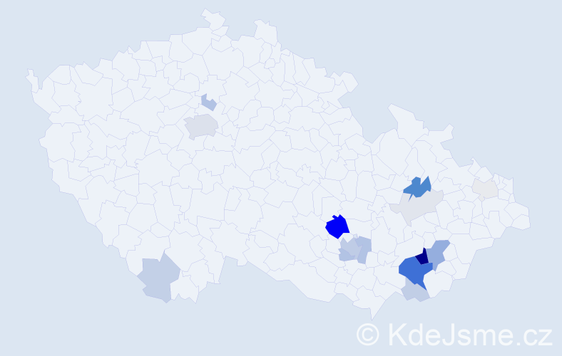 Příjmení: 'Caudrová', počet výskytů 53 v celé ČR